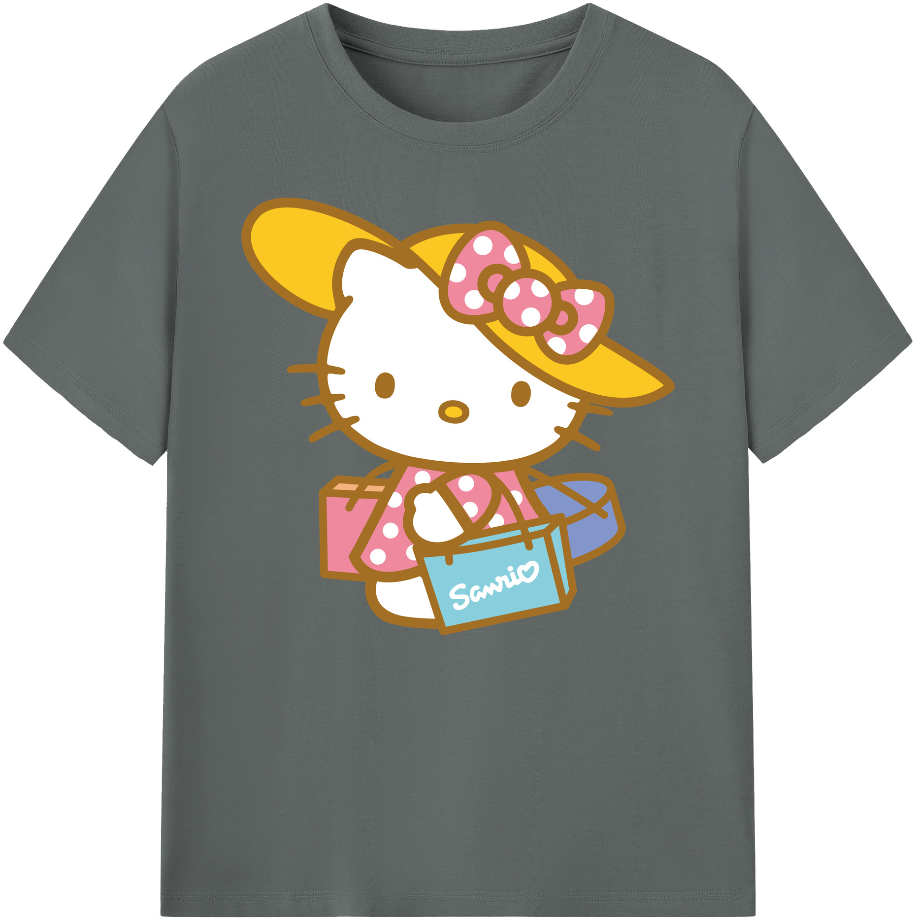 （画像用） Hello Kitty ハローキティ 綿100％ メンズ半袖Tシャツ｜肌触りやわらか＆通気性